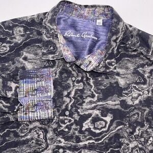 Robert Graham Men's 3XL Black White Purple Flip Cuff Abstract Wave Long Sleeve